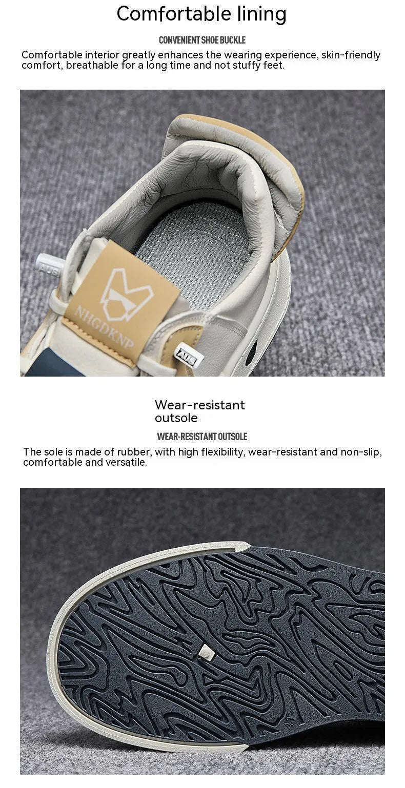 Men's beige casual sneakers with elastic band fastening and microfiber upper