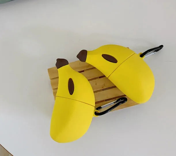 Yellow banana design silicone protective case for Apple AirPods Pro wireless earbuds