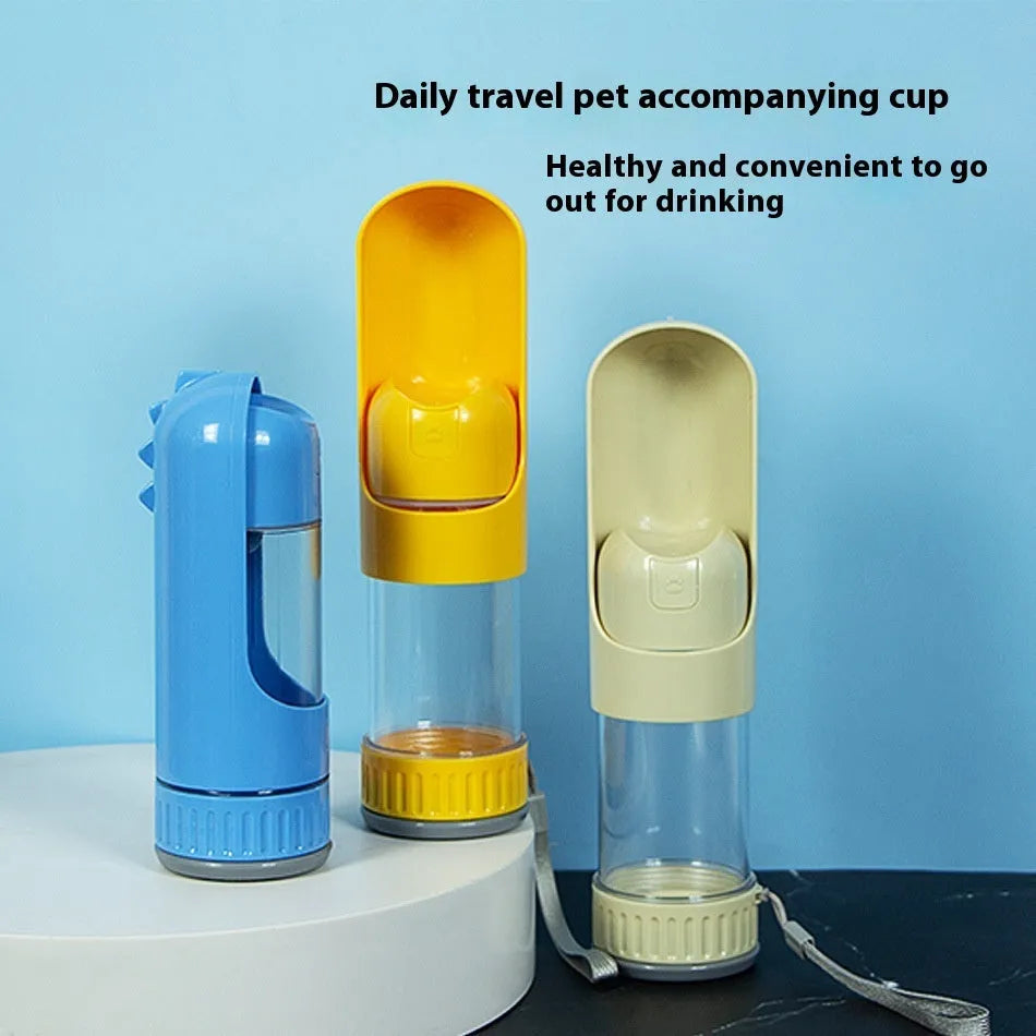 Portable 350ml folding pet cup in plastic, shown as pet tableware for dogs or cats.