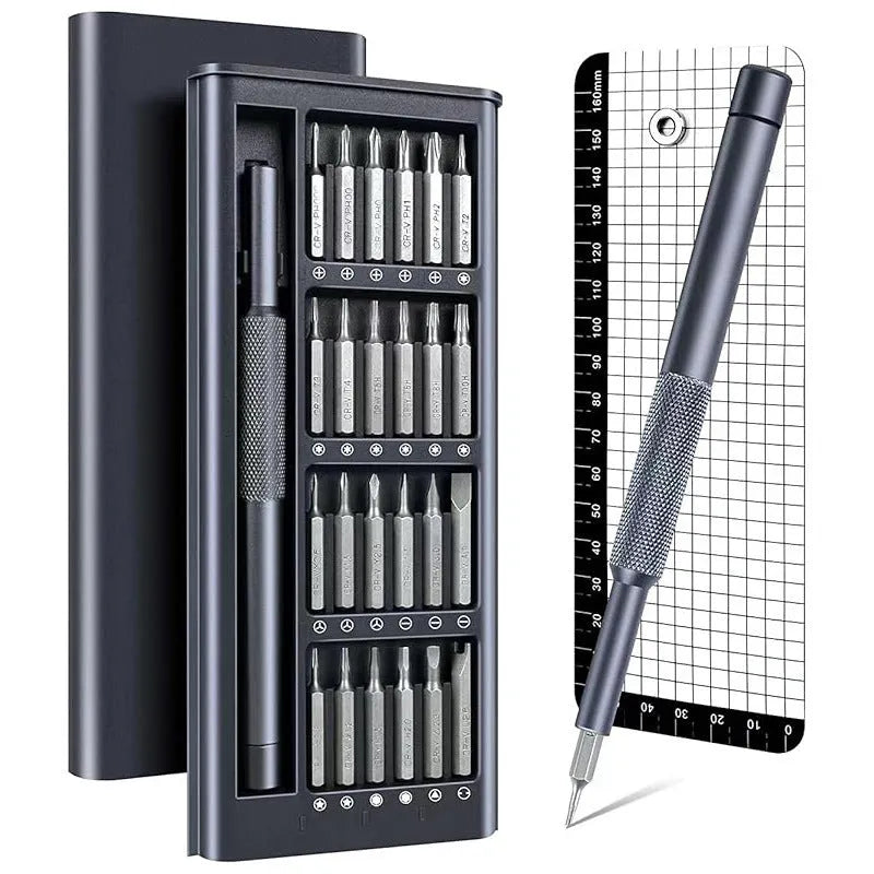25-in-one magnetic screwdriver set with chrome vanadium steel construction and knurled ABS handle