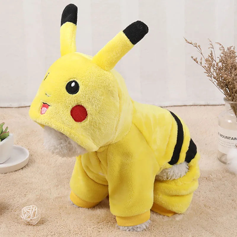 Fleece hoodie coat for cat or small dog in costume style with hood