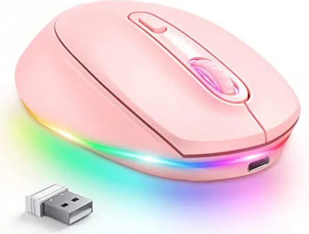 24g rechargeable wireless mouse showing ergonomic design and compact 108x64x32mm dimensions with USB connector