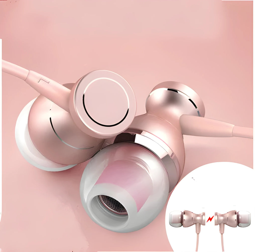 In-ear subwoofer universal headphones with 3.5mm straight plug in black, gold, rose gold, or silver colours