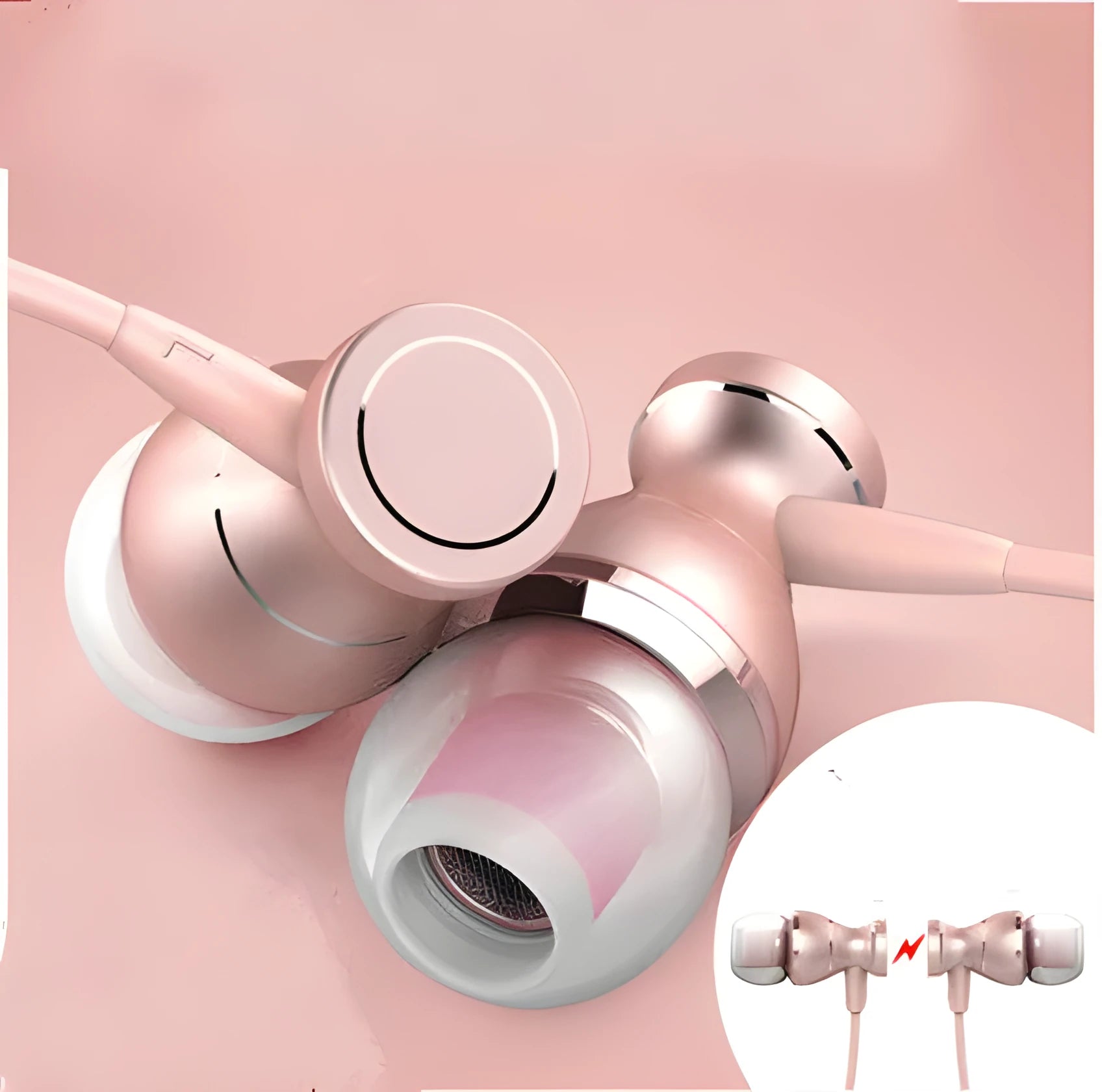 In-ear subwoofer universal headphones with 3.5mm straight plug in black, gold, rose gold, or silver colours