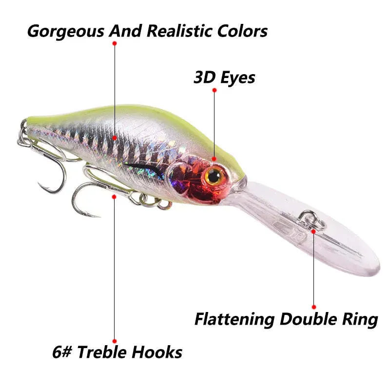 Floating Rock Little Fat Man 10.5cm deep diving mino fishing lure in multiple colours