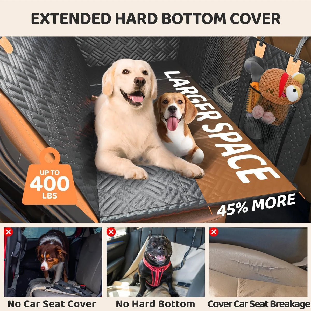 Black cloth car pet mat for dogs, rear seat cover supplied as one car pet mat