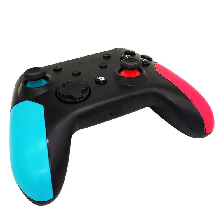 Bluetooth gamepad controller for Switch, PC, and Android in red and blue colour options.