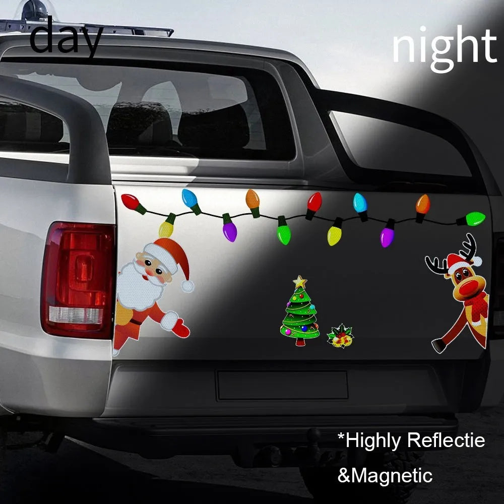 Christmas elk reflective magnetic car decoration sticker with six-thread pattern