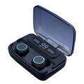 Black M11 Bluetooth 5.0 wireless earbuds with digital display charging case and phone holder