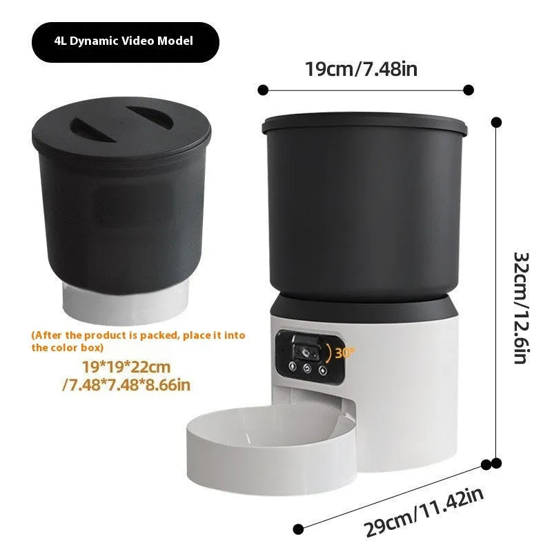 4L smart automatic pet feeder for cats and dogs with stainless steel bowl and camera
