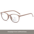 Ultra-light multi-focus presbyopic glasses for women in black frame with progressive lenses