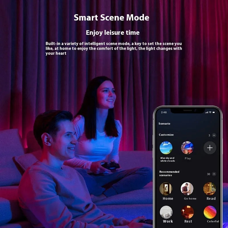 Smart WiFi Bluetooth RGBW ceiling lamp body with E26 base showing colour changing light and PC aluminum housing