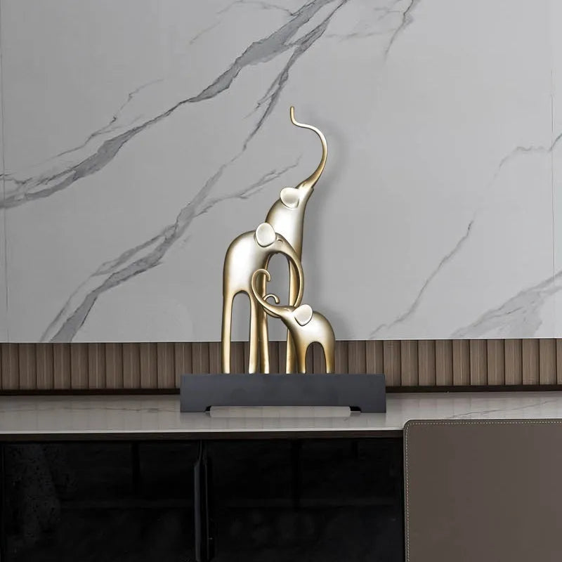 Hand-finished resin fortune elephant decorative figurine in gold, silver, or retro colour finishes.