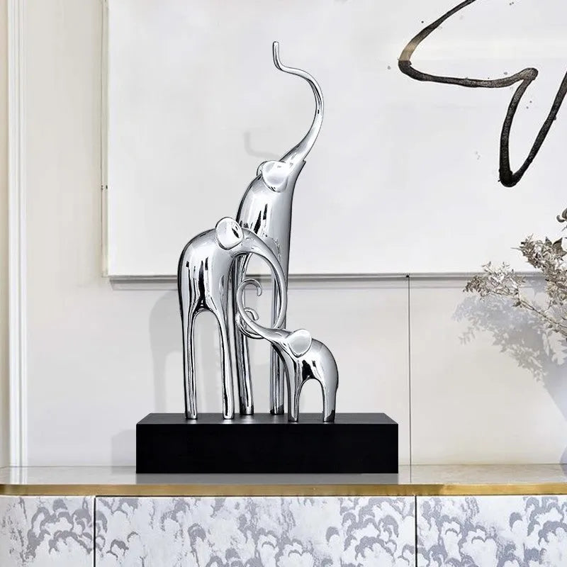 Hand-finished resin fortune elephant decorative figurine in gold, silver, or retro colour finishes.