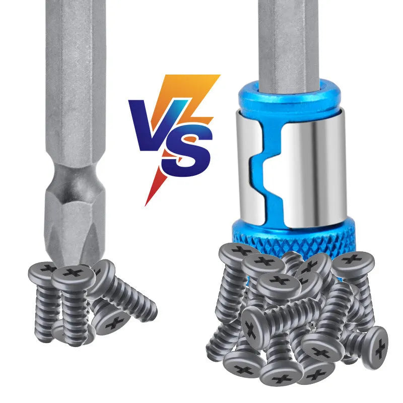 Light blue magnetic screwdriver bit with slotted head and metric compatibility