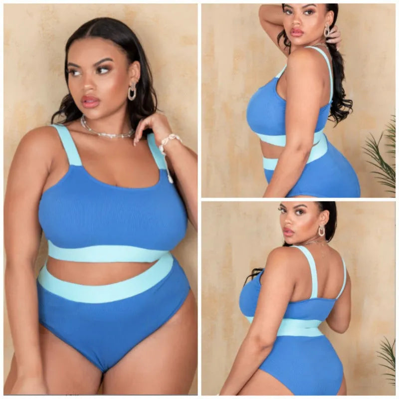 A solid-colour women's high-waisted bikini with side-tie bottoms, shown on a mannequin.