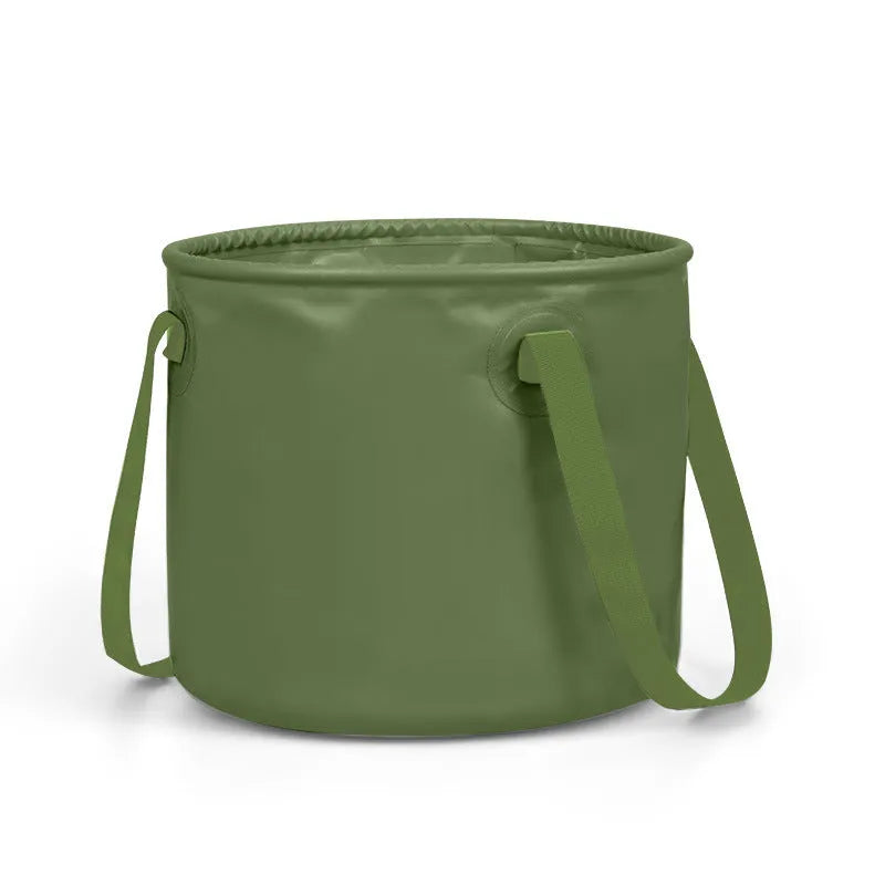 Army green folding telescopic duct bag with PVC mesh cloth material and polypropylene handles