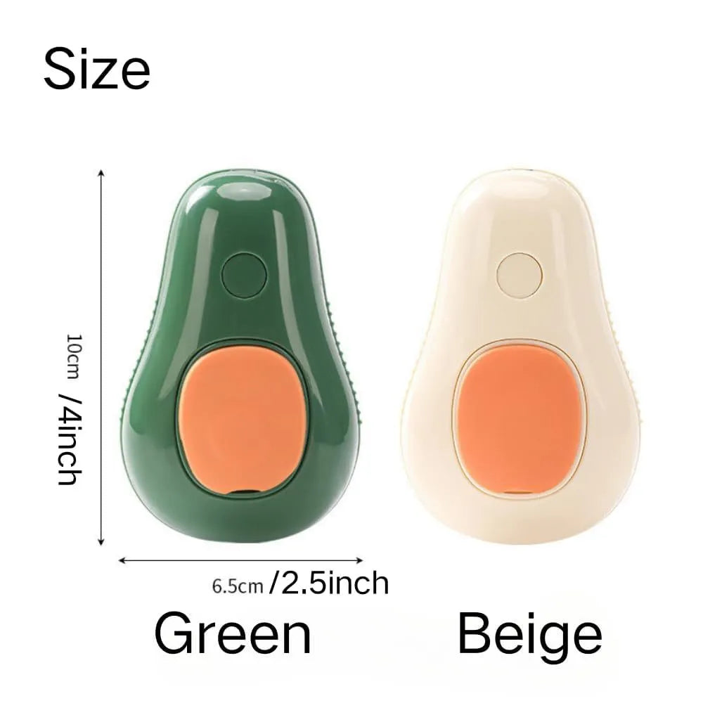 Green and white rechargeable cat steam brush with water spray and silicone grooming teeth
