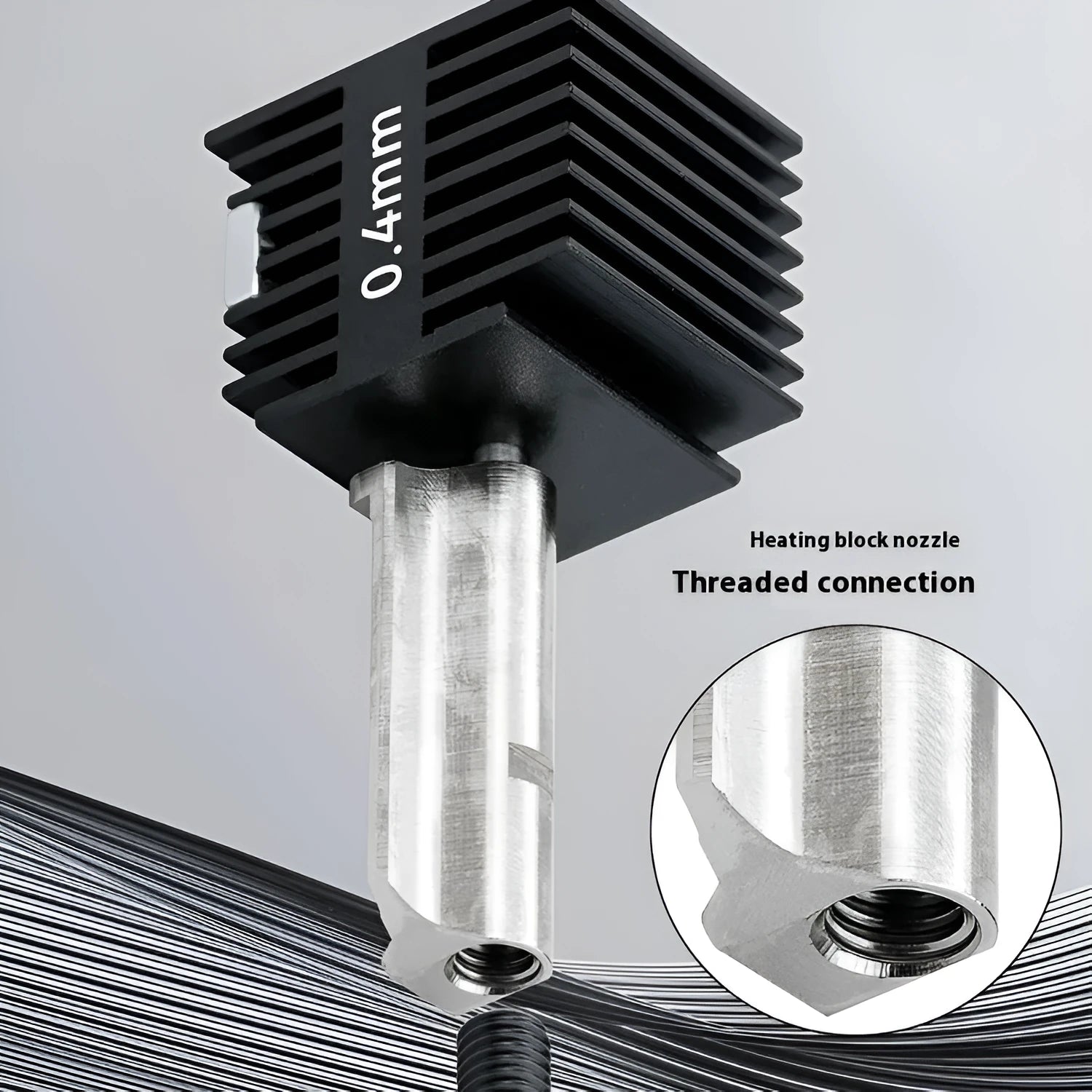 Hardened steel hot end nozzle assembly for A1 Mini 3D printer with four nozzle sizes