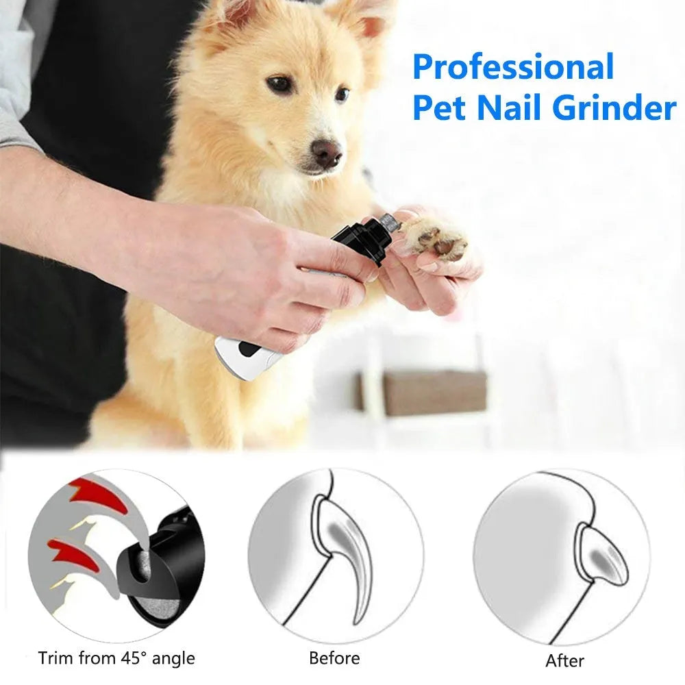 Automatic electric dog nail grinder with LED indicators and dust collection chamber