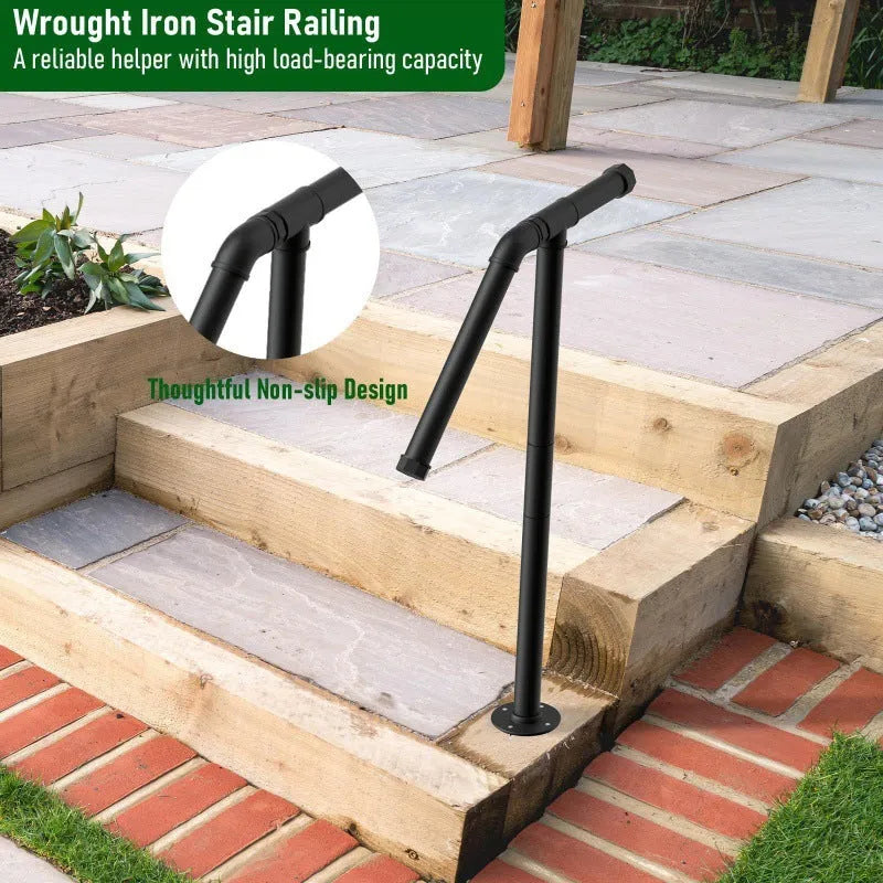 Black metal American style ladder support bracket for minimalist household stairs