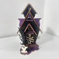 DIY wooden glowing haunted house Halloween decoration and candlestick holder, unassembled craft kit.