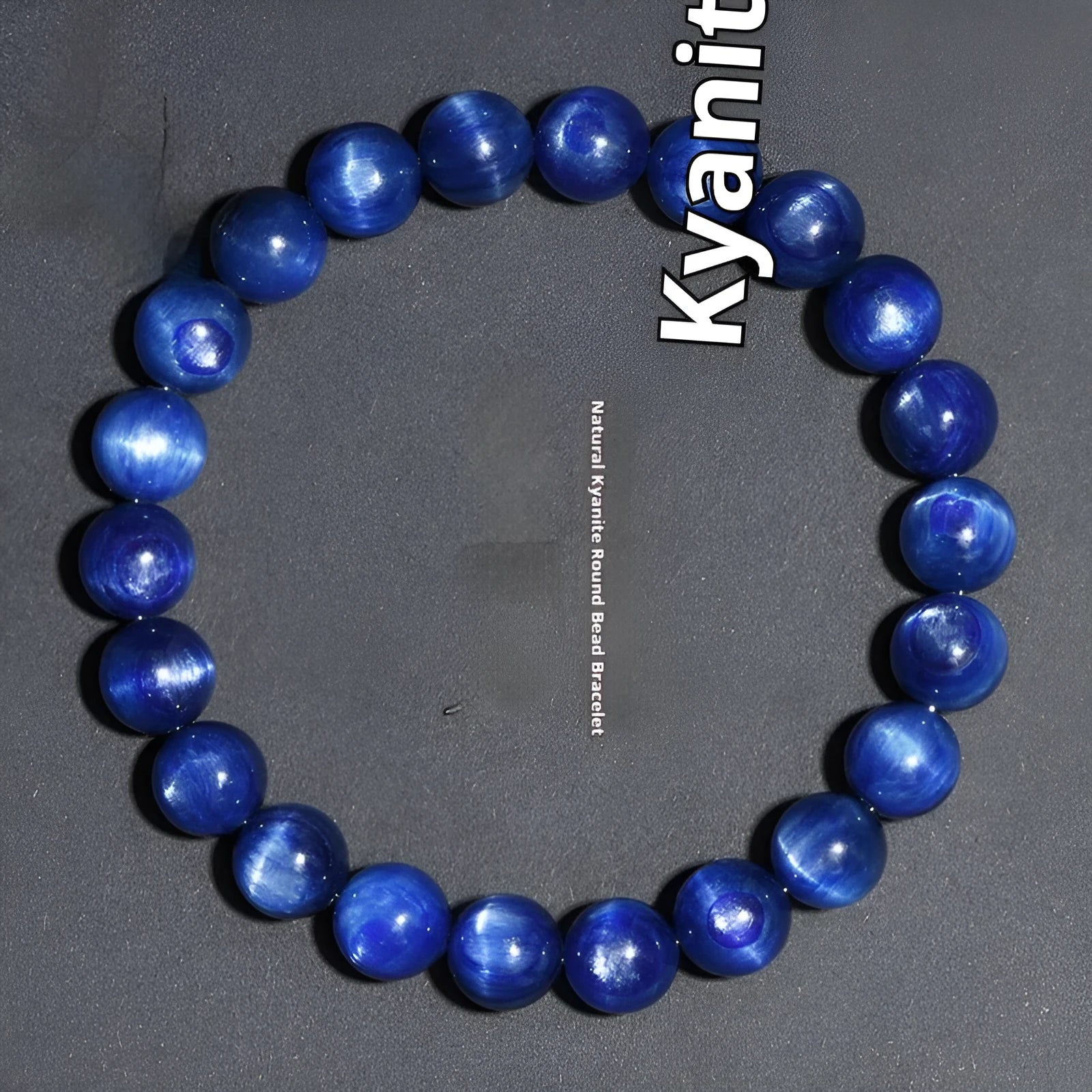 7A grade blue crystal bracelet with geometric Ruyi design elements in polished finish