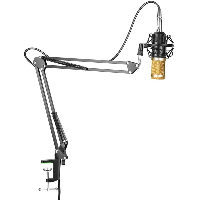 BM-800 condenser microphone with stand in various colour options including black, silver, and gold