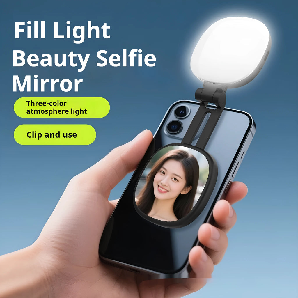 61.2mm wide mobile phone magnetic fill light with three-colour temperature settings and universal phone holder