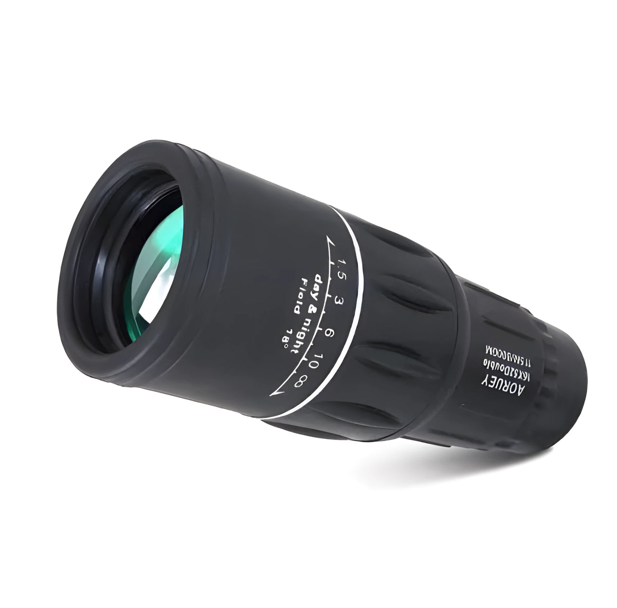 Black 16x52 monocular telescope with 52mm objective lens and waterproof body