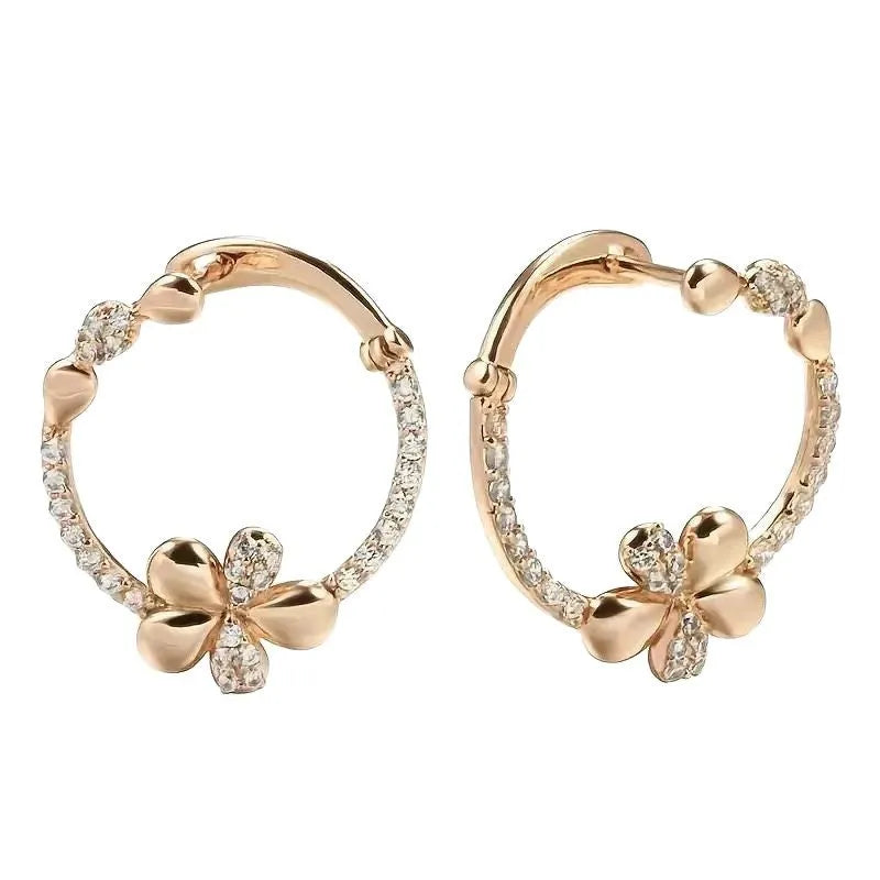 Women's round geometric earrings in copper with electroplated EK13286-FD-01 colour finish