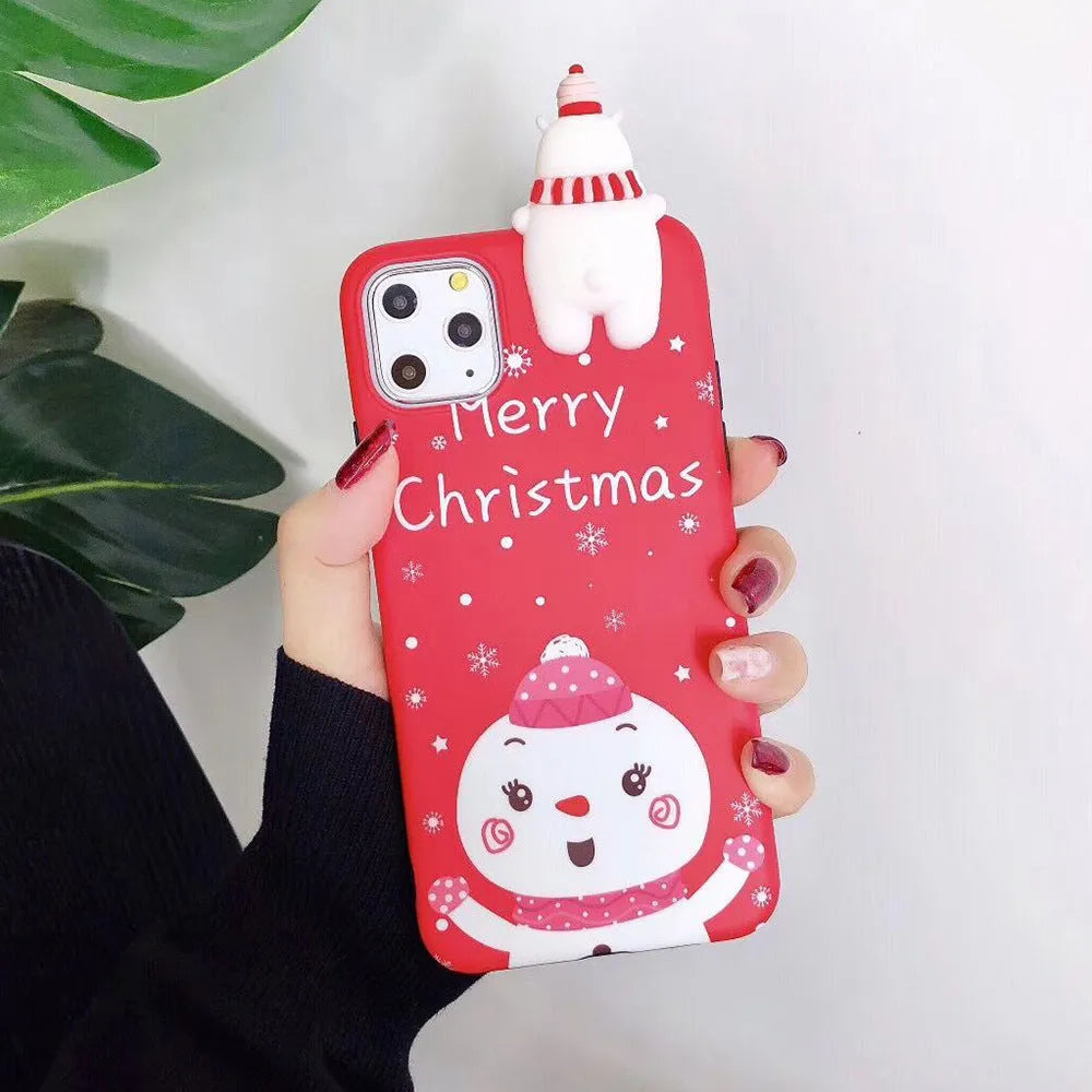 Christmas silicone back cover case for iPhone with festive design