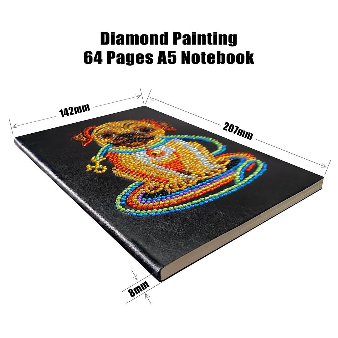 Black hardcover A5 diamond painting notebook with 50 pages for rhinestone art project organisation