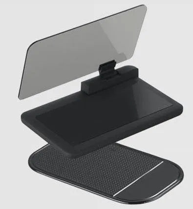 Universal smartphone car holder with organic glass panel for windscreen navigation projection