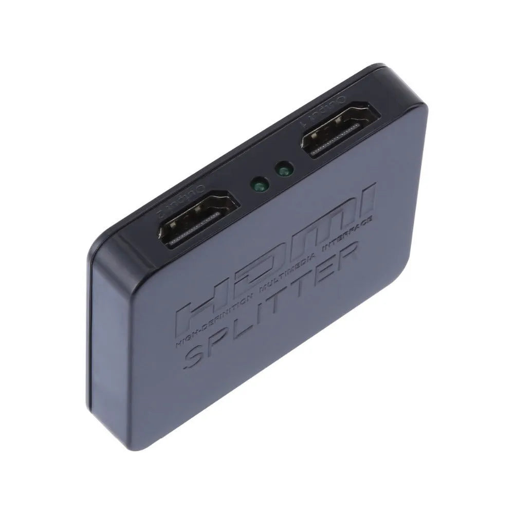 Black mini HDMI splitter 1 in 2 out with 1080p HDMI 1.4 HDCP support