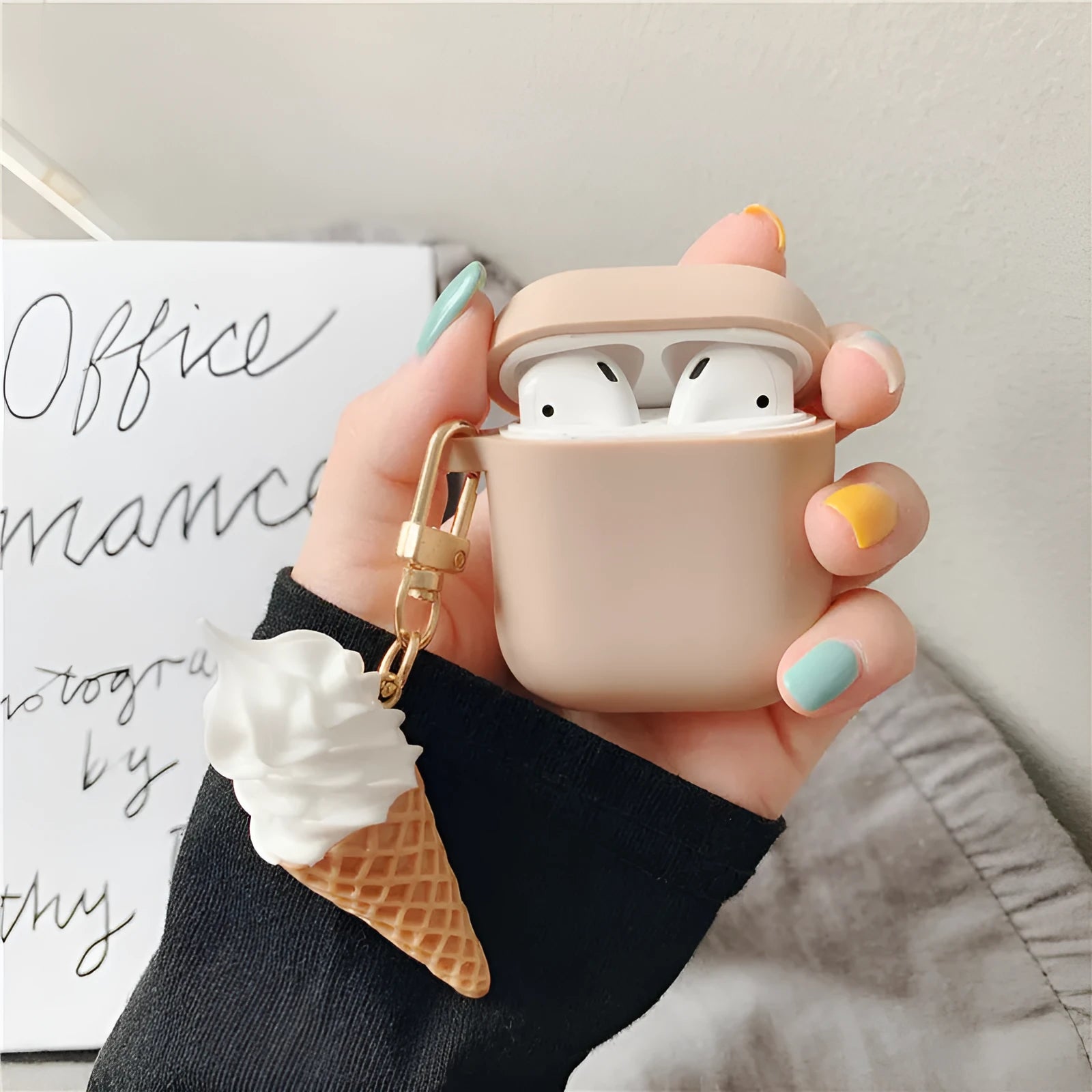 Transparent cylinder ice cream style silicone case for AirPods 2 wireless earbuds