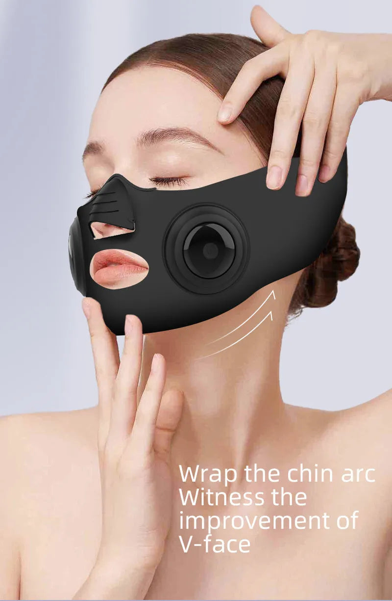 Black photon beauty mask device with facial contours and USB connectivity