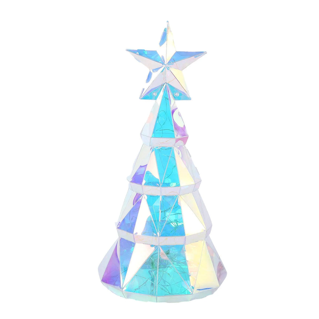 Colourful LED Christmas tree decoration with cartoon styling, 20cm high
