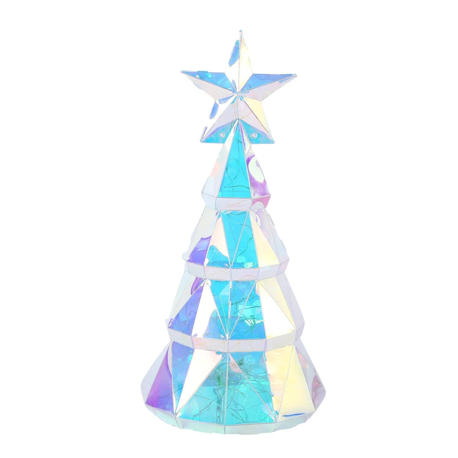 Colourful LED Christmas tree decoration with cartoon styling, 20cm high