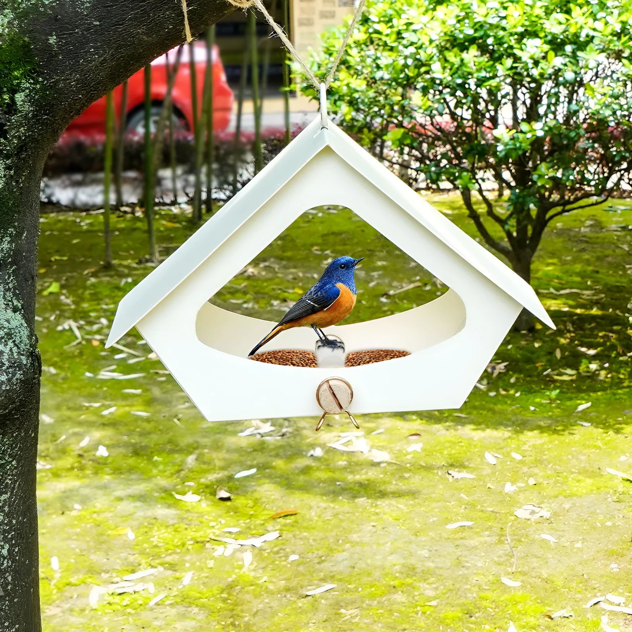 European-style iron bird nest feeder with anti-rain outdoor design in modern simplicity style