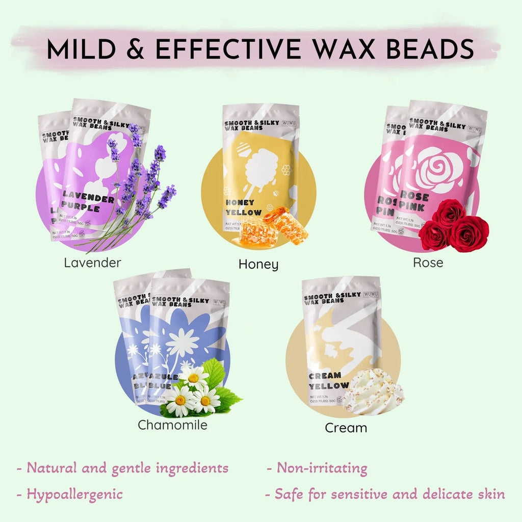 Waxing kit with warmer, beads, sticks and lotion for home hair removal