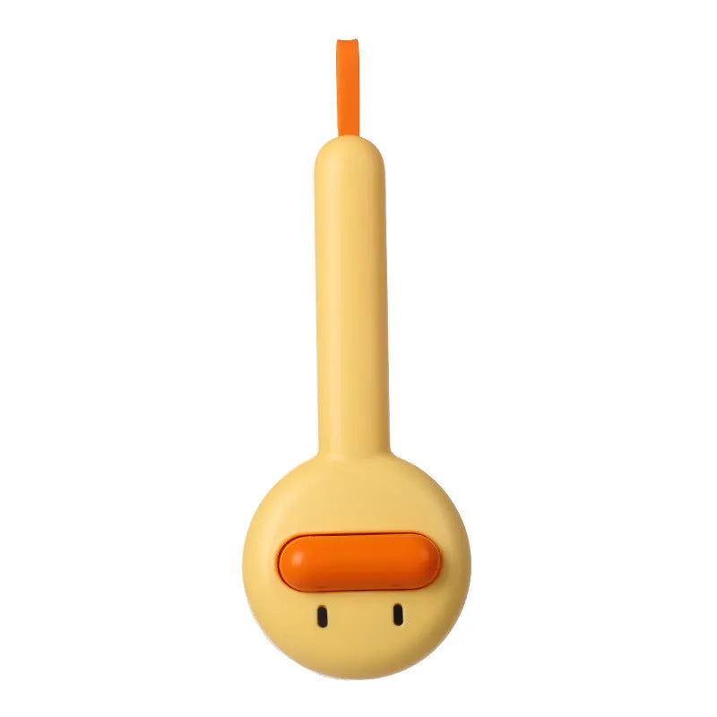 Small yellow duck comb brush for pet hair removal with open-section needle teeth