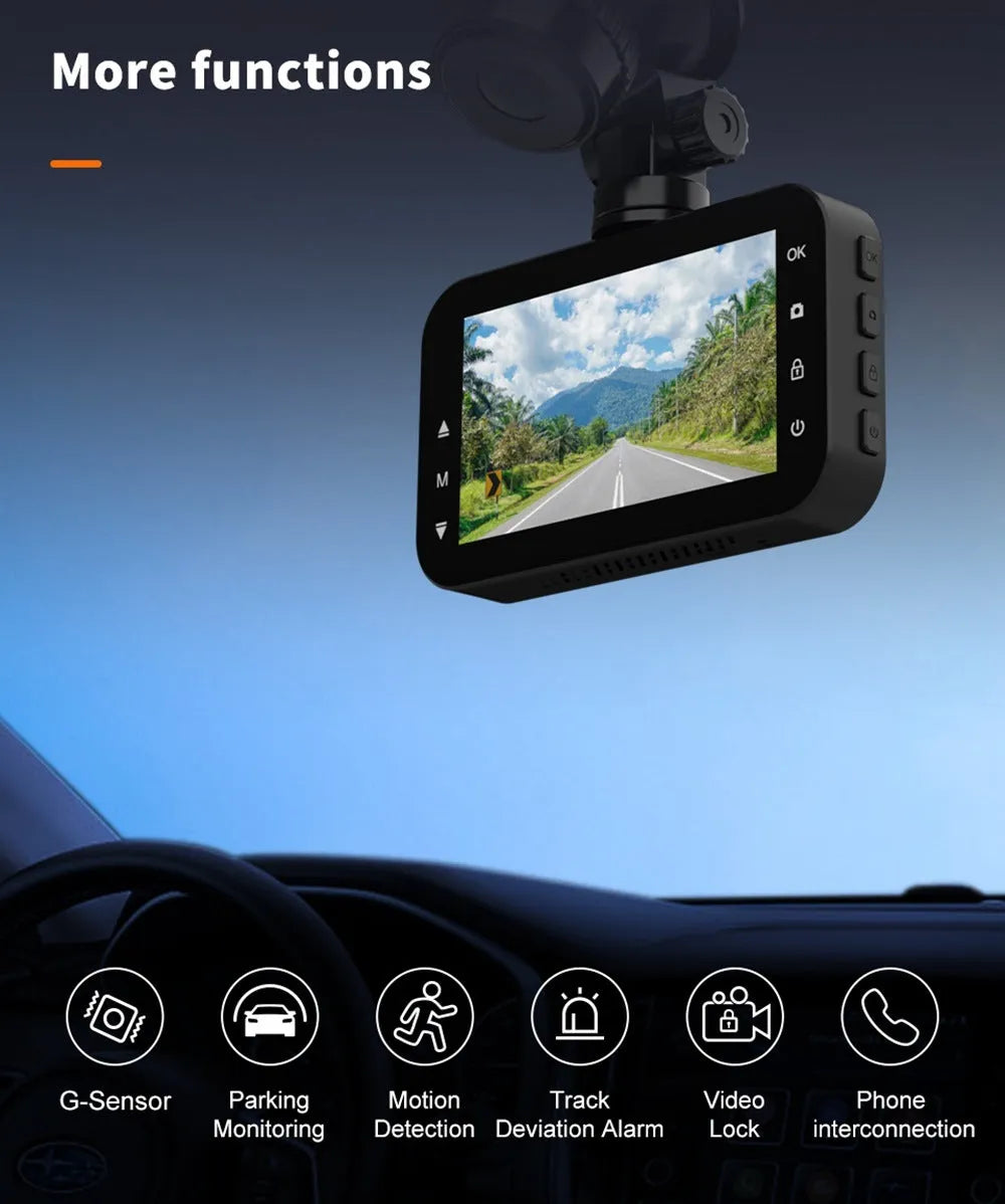 ThiEYE dual dash cam with front and rear cameras mounted on car windscreen