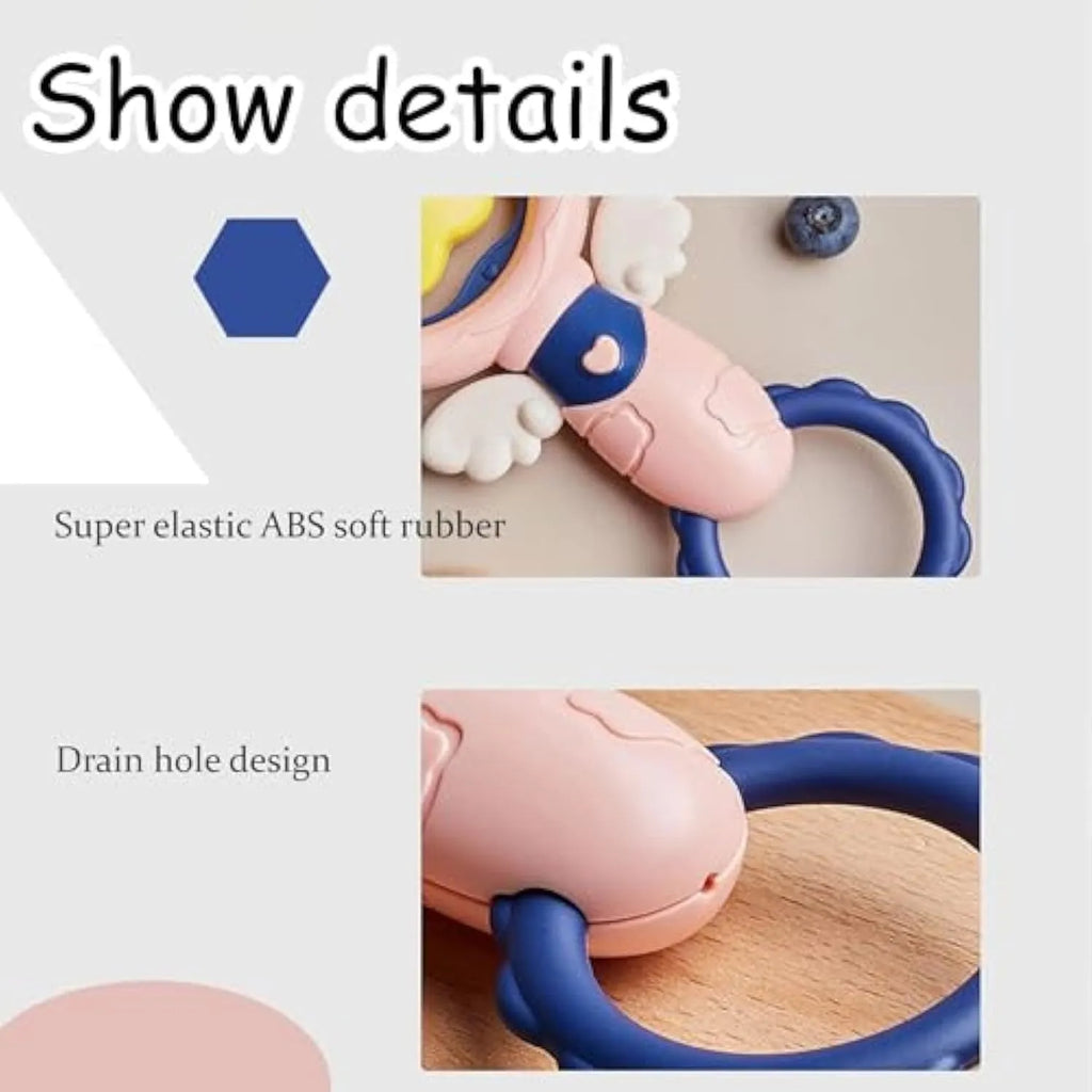 Set of four pink durable rubber dog toys for large breed chewers with dental cleaning features