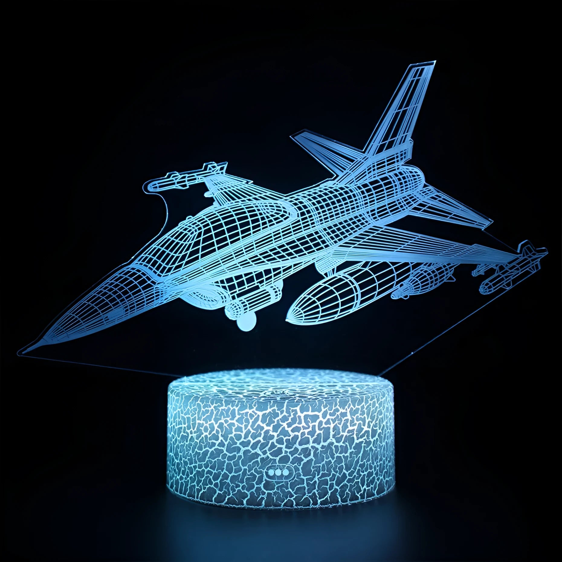 Flat-profile cartoon airplane night light with acrylic shade and touch switch.