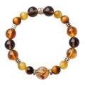 Natural tiger-eye crystal bracelet with geometric jinba design beads in 10mm and 12mm size options