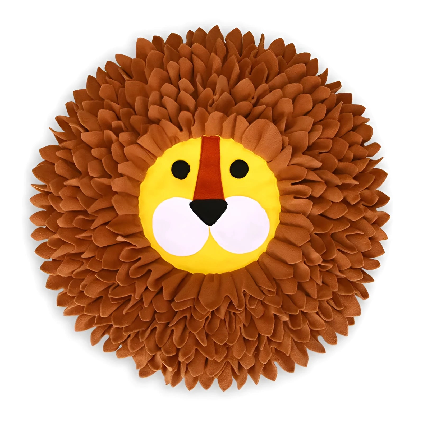 Brown Lion Sniffing Pad with textured Yizhiwen surface for hiding pet food.