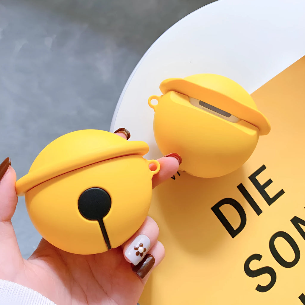 Yellow silicone bell-shaped case for AirPods 1 and 2 generation wireless earphones