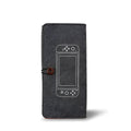 Black felt pouch case for Nintendo Switch open to show console compartment and 5 game card slots.