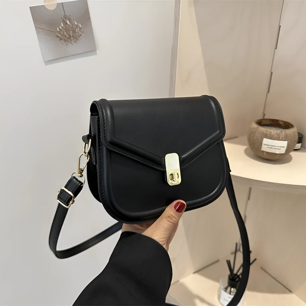 Soft PU shoulder messenger bag with clamshell opening in horizontal square shape